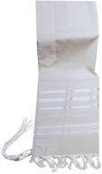 🙏 premium 100% wool tallit prayer shawl: white & white stripes, 24"l x 72"w logo