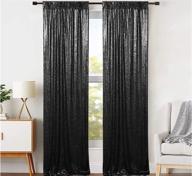 sparkly black sequin backdrop curtain: 2ftx8ft, 2 panels jyflzq photography background drapes for glamorous birthday, wedding, and party photo booths logo