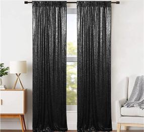 img 4 attached to Sparkly Black Sequin Backdrop Curtain: 2FTx8FT, 2 Panels JYFLZQ Photography Background Drapes for Glamorous Birthday, Wedding, and Party Photo Booths