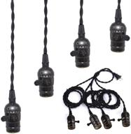 💡 vintage pendant light cord kit with switches - 4 e26/e27 industrial lamp sockets for kitchens, dining rooms, bars, restaurants (black) logo