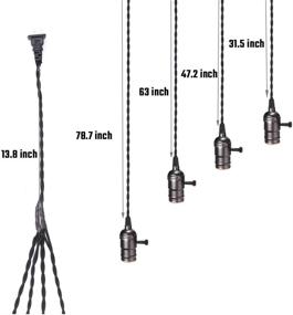 img 3 attached to 💡 Vintage Pendant Light Cord Kit with Switches - 4 E26/E27 Industrial Lamp Sockets for Kitchens, Dining Rooms, Bars, Restaurants (Black)