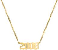 personalized birth year number necklace: elegant old english pendant in 18k real gold for women, daughters, teen girls, sisters – perfect christmas or birthday gift logo