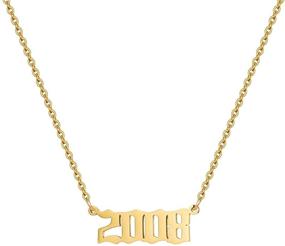 img 4 attached to Personalized Birth Year Number Necklace: Elegant Old English Pendant in 18K Real Gold for Women, Daughters, Teen Girls, Sisters – Perfect Christmas or Birthday Gift