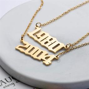 img 2 attached to Personalized Birth Year Number Necklace: Elegant Old English Pendant in 18K Real Gold for Women, Daughters, Teen Girls, Sisters – Perfect Christmas or Birthday Gift