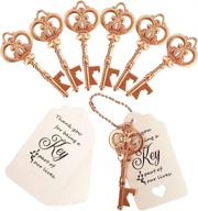 🔑 wodegift 60 pcs key bottle openers: vintage skeleton key style for rustic wedding favors, engagement, christmas, party - rose gold логотип