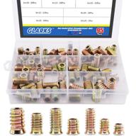 🪜 glarks 95pcs zinc alloy hex flanged screw-in nut hex socket drive threaded insert nuts assortment set for wood furniture: enhance your furniture assembly with premium quality inserts! logo