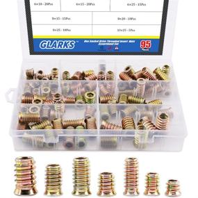 img 4 attached to 🪜 Glarks 95Pcs Zinc Alloy Hex Flanged Screw-in Nut Hex Socket Drive Threaded Insert Nuts Assortment Set for Wood Furniture: Enhance Your Furniture Assembly with Premium Quality Inserts!