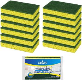 img 4 attached to 🧽 CELOX Dual-Sided Dish Sponge Heavy Duty, Fast Cleaning Kitchen Sponge, Dishwashing Household Cleaning Sponges for Kitchen, 12 Pack, 4.5 x 2.7 x 0.8 inches