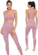 🏋️ women's workout sets: high-waisted leggings & padded sports bra for yoga, jogging, and gym logo