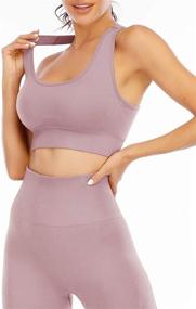 img 3 attached to 🏋️ Women's Workout Sets: High-Waisted Leggings & Padded Sports Bra for Yoga, Jogging, and Gym