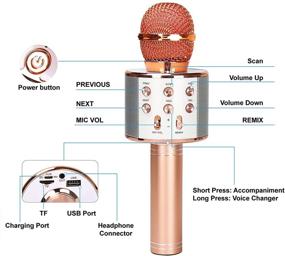 img 3 attached to 🎤 YONHAN 2 пакета караоке-микрофона - беспроводной Bluetooth-микрофон для пения, портативная ручная громкоговорительная машина - отличные подарки для девочек, мальчиков, взрослых всех возрастов - розовое золото