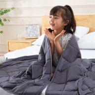 🧸 yescool kids weighted blanket (7 pounds, 41 inches x 60 inches, grey) cooling heavy blanket for sleeping ideal for 60-80 pound children, throw size breathable blanket with premium glass bead fill logo