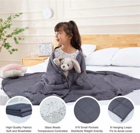 img 2 attached to 🧸 Yescool Kids Weighted Blanket (7 pounds, 41 inches x 60 inches, Grey) Cooling Heavy Blanket for Sleeping Ideal for 60-80 pound children, Throw Size Breathable Blanket with Premium Glass Bead Fill