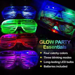 img 3 attached to Neon Glow in The Dark LED Glasses - 12 Pack, Perfect for Kids Party Favors, Teen 🕶️ Birthdays, and Goody Bags - Bulk Light Up Shutter Shades for All Ages - Ideal for Glowing Events