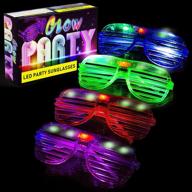 neon glow in the dark led glasses - 12 pack, perfect for kids party favors, teen 🕶️ birthdays, and goody bags - bulk light up shutter shades for all ages - ideal for glowing events логотип