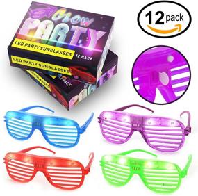 img 1 attached to Neon Glow in The Dark LED Glasses - 12 Pack, Perfect for Kids Party Favors, Teen 🕶️ Birthdays, and Goody Bags - Bulk Light Up Shutter Shades for All Ages - Ideal for Glowing Events