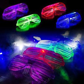 img 2 attached to Neon Glow in The Dark LED Glasses - 12 Pack, Perfect for Kids Party Favors, Teen 🕶️ Birthdays, and Goody Bags - Bulk Light Up Shutter Shades for All Ages - Ideal for Glowing Events