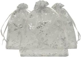 img 1 attached to 🎁 Ankirol 100pcs Christmas Organza Favor Bags - Elegant Snowflake Design with Silver Print for Jewelry, Candy & Gifts - 4x6 Inch Size