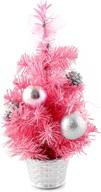 🎄 ids home 12inch pink mini desk top table top christmas tree with bows & baubles ornaments - festive decorations логотип