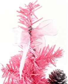 img 2 attached to 🎄 IDS Home 12inch Pink Mini Desk Top Table Top Christmas Tree with Bows & Baubles Ornaments - Festive Decorations