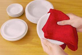 img 1 attached to DecorRack 4 Large Kitchen Towels: 100% Cotton, Absorbent Dish Drying Cloth – Red (4 Pack)