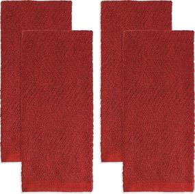 img 3 attached to DecorRack 4 Large Kitchen Towels: 100% Cotton, Absorbent Dish Drying Cloth – Red (4 Pack)