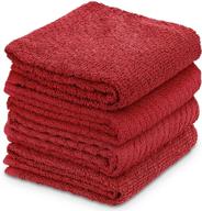 decorrack 4 large kitchen towels: 100% cotton, absorbent dish drying cloth – red (4 pack) logo