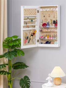 img 3 attached to 💄 Organize and Beautify: LUXFURNI Small Mirror Jewellery Cabinet for Wall-Mount or Door-Hanging Storage