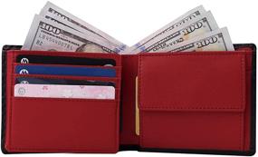 img 4 attached to RFID Trifold Leather Wallet Red