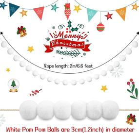 img 1 attached to 🎄 White Christmas Felt Ball Garland: 4-Piece Wool Pom Pom Party Decoration