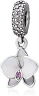 🌸 exquisite 925 sterling silver orchid charm - perfect lucky anniversary or birthday gift for pandora charms bracelet logo