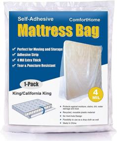 img 4 attached to 🛏️ Protective and Durable ComfortHome Mattress Bag - Extra Thick 4 Mil Sealable Cover for Moving and Storage - Fits King and Cal King Size - 1 Pack