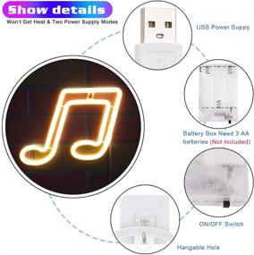 img 3 attached to Neon Sign - LED Musical Note Neon Light Wall Hanging Decoration