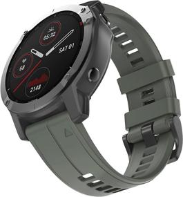 img 4 attached to 22mm Soft Silicone Bands for Garmin Fenix 5 Watch Series - 📱 Compatible with Fenix 5 Plus, Fenix 6, Forerunner 935/945, Approach S60, Quatix 5 Smartwatches