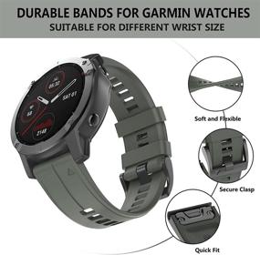 img 1 attached to 22mm Soft Silicone Bands for Garmin Fenix 5 Watch Series - 📱 Compatible with Fenix 5 Plus, Fenix 6, Forerunner 935/945, Approach S60, Quatix 5 Smartwatches