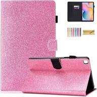 📱✨ glitter pu leather stand folding protective cover for samsung galaxy tab s6 lite 10.4 2020 sm-p610/p615 - pink logo