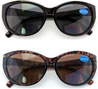stylish 2 pairs women bifocal reading sunglasses: cateye vintage jackie oval readers logo
