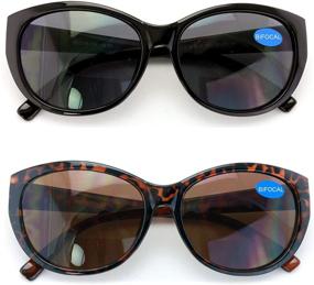 img 4 attached to Stylish 2 Pairs Women Bifocal Reading Sunglasses: Cateye Vintage Jackie Oval Readers