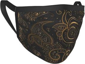 img 1 attached to 🌟 Golden Vintage Paisley Balaclava Mask: Stylish Washable Outdoor Face Cover for Men and Women