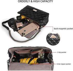 img 1 attached to Stylish Convertible Designer Quilted Leather Shoulder Handbags Purse with Metal Chain for Women