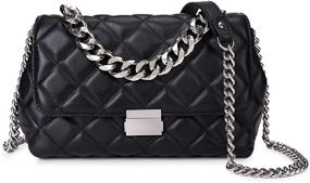 img 4 attached to Stylish Convertible Designer Quilted Leather Shoulder Handbags Purse with Metal Chain for Women