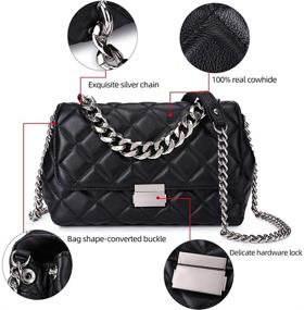 img 2 attached to Stylish Convertible Designer Quilted Leather Shoulder Handbags Purse with Metal Chain for Women