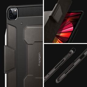 img 2 attached to 📱 Spigen Rugged Armor Pro for iPad Pro 11 Case (3rd Gen 2021, 2nd Gen 2020, 1st Gen 2018) with Pencil Holder - Gunmetal