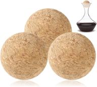 🍷 set of 3 wine cork balls - wooden stoppers for wine, decanter, and carafe bottles - replacement cork ball (2.4 inch/ 6.1 cm) логотип