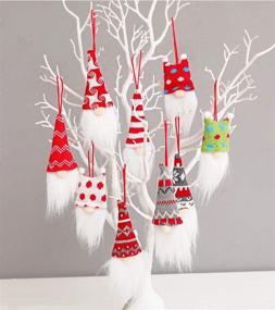 img 4 attached to 🎄 Set of 9 Gnome Christmas Ornaments - Swedish Tomte Gnomes Plush Decorative Decorations for Tree, Fireplace & Home