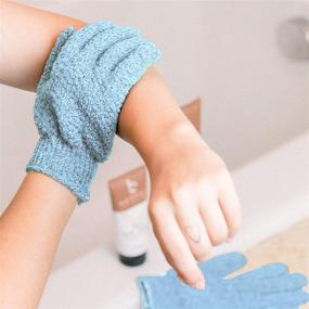 img 1 attached to Shower Exfoliating Gloves - (2 Pairs, 4 Gloves) Intense Exfoliation, Body Scrub Shower Scrubber, Exfoliating Bath Gloves for Men & Women, Loofah Shower Glove