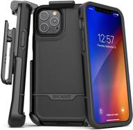 encased iphone 12 pro belt clip holster case (2020 rebel armor) - heavy duty rugged full body cover with holder - black logo