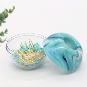 img 3 attached to 🌊 Ocean Blue Paper Clip Dispenser with Magnetic Lid Ring - 100pcs 28mm Gold & Mint Green Paper Clips for Office, School, and Home Organization - NatSumeBasics - Ideal Gift Idea