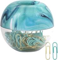 🌊 ocean blue paper clip dispenser with magnetic lid ring - 100pcs 28mm gold & mint green paper clips for office, school, and home organization - natsumebasics - ideal gift idea логотип