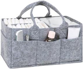 img 1 attached to Sammy & Lou Felt Baby Diaper Caddy Organizer - Nursery Storage Bin & Car Organizer for Diapers and Wipes - Grey: Efficient and Stylish Baby Accessories Storage